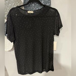 Elegant Black Sheer Top with Rhinestones